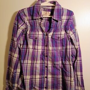 OP Purple and Blue Plaid Shirt